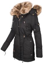 Navahoo Daria warme Damen Parka Winterjacke mit Kunstfell Kragen Schwarz Größe M - Gr. 38