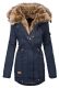 Navahoo Daria Ladies Parka with Faux Fur Collar Navy Size XS - Gr. 34