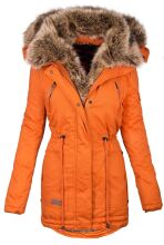 Navahoo Daria warme Damen Parka Winterjacke mit Kunstfell Kragen Orange Gr&ouml;&szlig;e XXL - Gr. 44