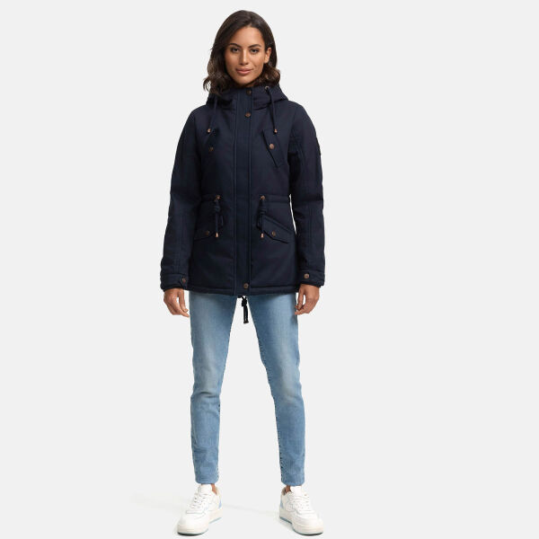 Marikoo Manolya Damen Parka Winterjacke mit Teddyfell Blau Größe XS - Gr. 34