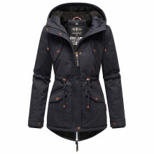 Marikoo Manolya Damen Parka Winterjacke mit Teddyfell Blau Größe XS - Gr. 34