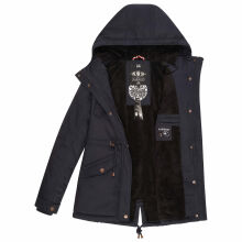 Marikoo Manolya Ladies Parka Jacket with Teddy Fur Blue Size XXL - Gr. 44