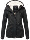 Marikoo Manolya Damen Parka Winterjacke mit Teddyfell Schwarz Größe M - Gr. 38