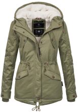 Marikoo Manolya Damen Parka Winterjacke mit Teddyfell Grün Größe XS - Gr. 34
