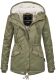 Marikoo Manolya Damen Parka Winterjacke mit Teddyfell Grün Größe XL - Gr. 42