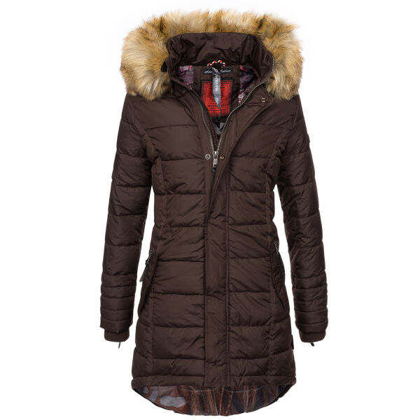 Navahoo Papaya Damen gesteppte Winterjacke mit Doppelzipper und gefüttert Schoko Größe M - Gr. 38