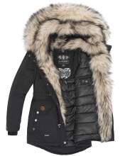 Navahoo Sweety 2 in 1 ladies parka winterjacket with fur collar - Black-Gr.XS