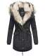 Navahoo Sweety 2 in 1 ladies parka winterjacket with fur collar - Black-Gr.XS