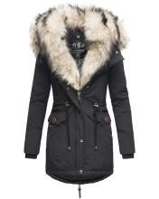 Navahoo Sweety 2 in 1 ladies parka winterjacket with fur collar - Black-Gr.M