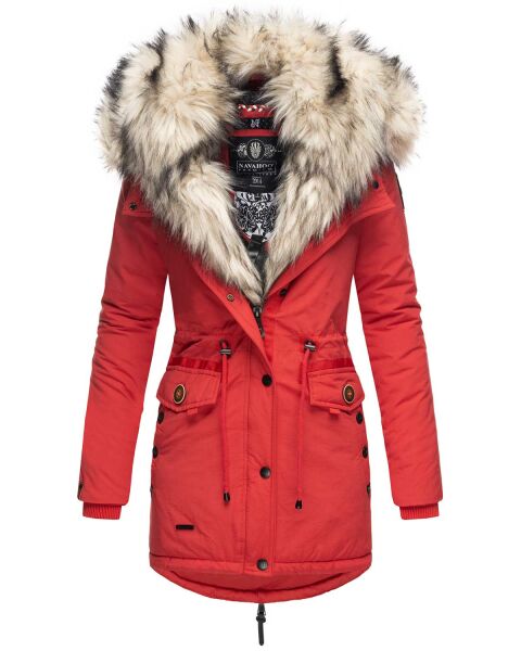 Navahoo Sweety 2 in 1 ladies parka winterjacket with fur collar - Red-Gr.S