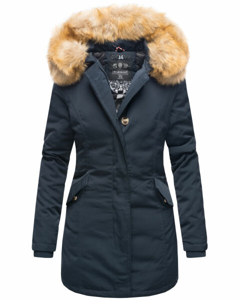 Marikoo Karmaa Damen Parka Winterjacke warm gefüttert Dunkelblau Größe XS - Gr. 34