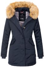 Marikoo Karmaa Damen Parka Winterjacke warm gefüttert Dunkelblau Größe S - Gr. 36