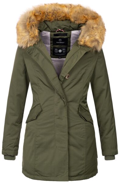Marikoo Karmaa Damen Parka Winterjacke warm gefüttert Grün Größe XS - Gr. 34