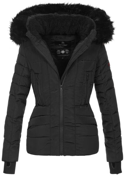 Navahoo Adele Damen Winterjacke warm gefüttert Teddyfell Schwarz Größe XS - Gr. 34