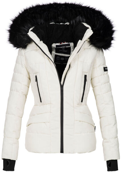 Navahoo Adele Damen Winterjacke warm gefüttert Teddyfell Weiss Größe S - Gr. 36