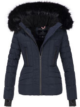 Navahoo Adele Damen Winterjacke warm gefüttert Teddyfell Navy Größe XS - Gr. 34