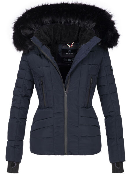 Navahoo Adele Damen Winterjacke warm gefüttert Teddyfell Navy Größe S - Gr. 36