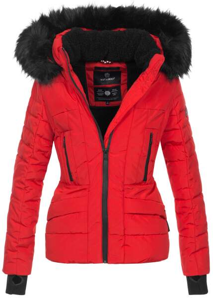 Navahoo Adele ladies winter jacket warm lined teddy fur - Red-Gr.XS