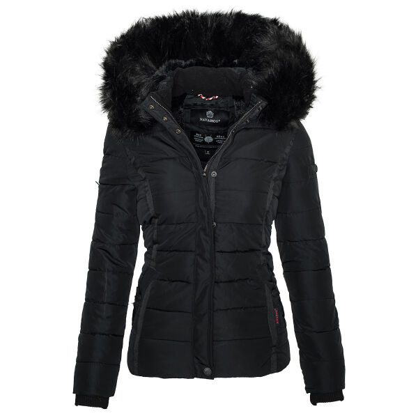 Navahoo Miamor ladies winter quilted jacket with teddy fur - Black-Gr.XS