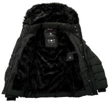 Navahoo Miamor ladies winter quilted jacket with teddy fur - Black-Gr.XS
