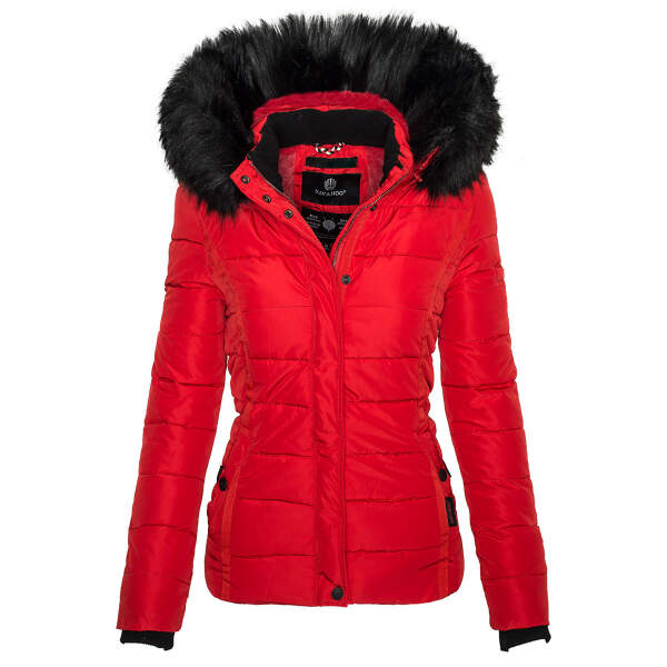 Navahoo Miamor ladies winter quilted jacket with teddy fur - Red-Gr.XS