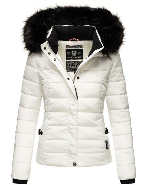 Navahoo Miamor ladies winter quilted jacket with teddy fur - White-Gr.XS