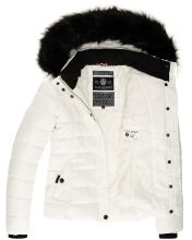 Navahoo Miamor Damen Winter Steppjacke gefüttert mit Teddyfell Weiss Größe XS - Gr. 34