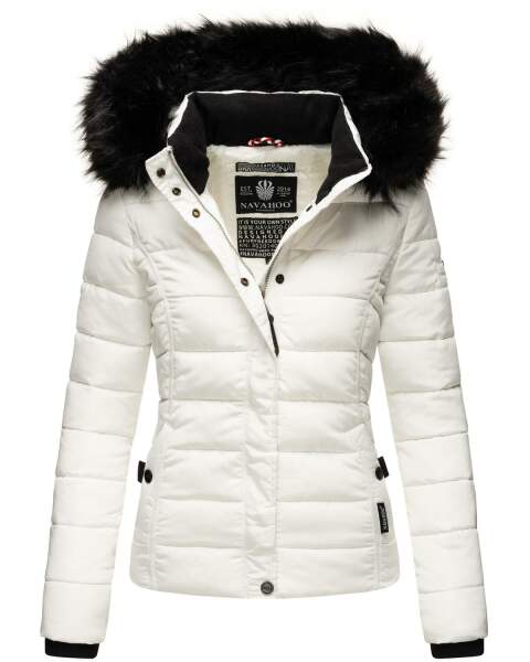Navahoo Miamor ladies winter quilted jacket with teddy fur - White-Gr.XL
