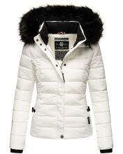 Navahoo Miamor Damen Winter Steppjacke gefüttert mit Teddyfell Weiss Größe XL - Gr. 42