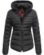 Marikoo Amber Damen Winter Steppjacke gefüttert mit kuschligem Teddyfell Schwarz Größe XS - Gr. 34