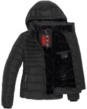 Marikoo Amber Damen Winter Steppjacke gefüttert mit kuschligem Teddyfell Schwarz Größe S - Gr. 36