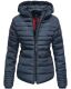 Marikoo Amber Damen Winter Steppjacke gefüttert mit kuschligem Teddyfell Dunkelblau Größe XS - Gr. 34