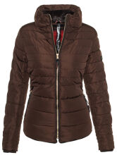 Marikoo Amber Damen Winter Steppjacke gefüttert mit kuschligem Teddyfell Schoko Größe XL - Gr. 42