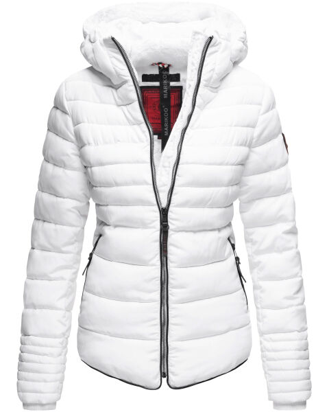 Marikoo Amber Damen Winter Steppjacke gefüttert mit kuschligem Teddyfell Weiss Größe M - Gr. 38