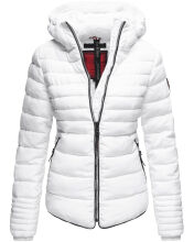 Marikoo Amber Damen Winter Steppjacke gefüttert mit kuschligem Teddyfell Weiss Größe M - Gr. 38