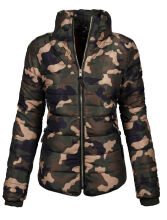 Marikoo Amber Damen Winter Steppjacke gefüttert mit kuschligem Teddyfell Camouflage Größe L - Gr. 40