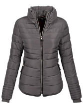Marikoo Amber Damen Winter Steppjacke gefüttert mit kuschligem Teddyfell Grau Größe L - Gr. 40