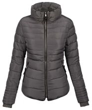 Marikoo Amber Damen Winter Steppjacke gefüttert mit kuschligem Teddyfell Grau Größe L - Gr. 40