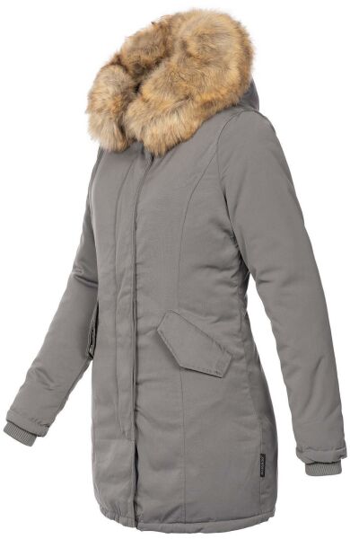 Marikoo Karmaa Damen Parka Winterjacke warm gefüttert Grau Größe L - Gr. 40