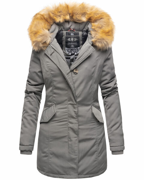 Marikoo Karmaa Damen Parka Winterjacke warm gefüttert Grau Größe M - Gr. 38