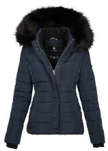 Navahoo Miamor Damen Winter Steppjacke gefüttert mit Teddyfell Navy Größe M - Gr. 38