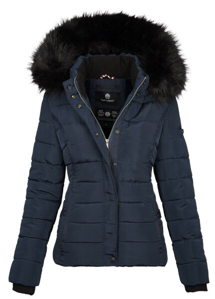 Navahoo Miamor Damen Winter Steppjacke gefüttert mit Teddyfell Navy Größe S - Gr. 36