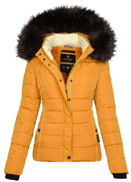 Navahoo Miamor Damen Winter Steppjacke gefüttert mit Teddyfell Gelb Größe M - Gr. 38