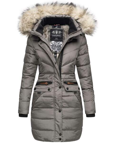 Navahoo Paula Ladies Winter Jacket Coat Parka Warm Lined Winterjacket B383 Grey Size M - Size 38
