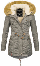 Navahoo LaViva warme Damen Winterjacke mit Teddyfell Grau Größe XS - Gr. 34