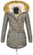 Navahoo LaViva warme Damen Winterjacke mit Teddyfell Grau Größe XS - Gr. 34