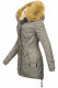 Navahoo LaViva warme Damen Winterjacke mit Teddyfell Grau Größe XS - Gr. 34