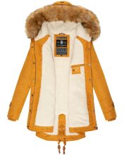 Navahoo LaViva warme Damen Winterjacke mit Teddyfell Gelb Größe XS - Gr. 34