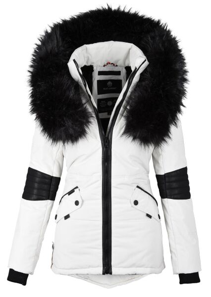 Navahoo Nirvana Damen Parka Winterjacke mit Kunstfell Weiß Größe L - Gr. 40