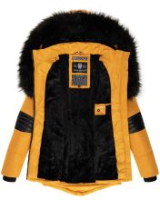 Navahoo Nirvana Damen Parka Winterjacke mit Kunstfell Gelb Größe XS - Gr. 34